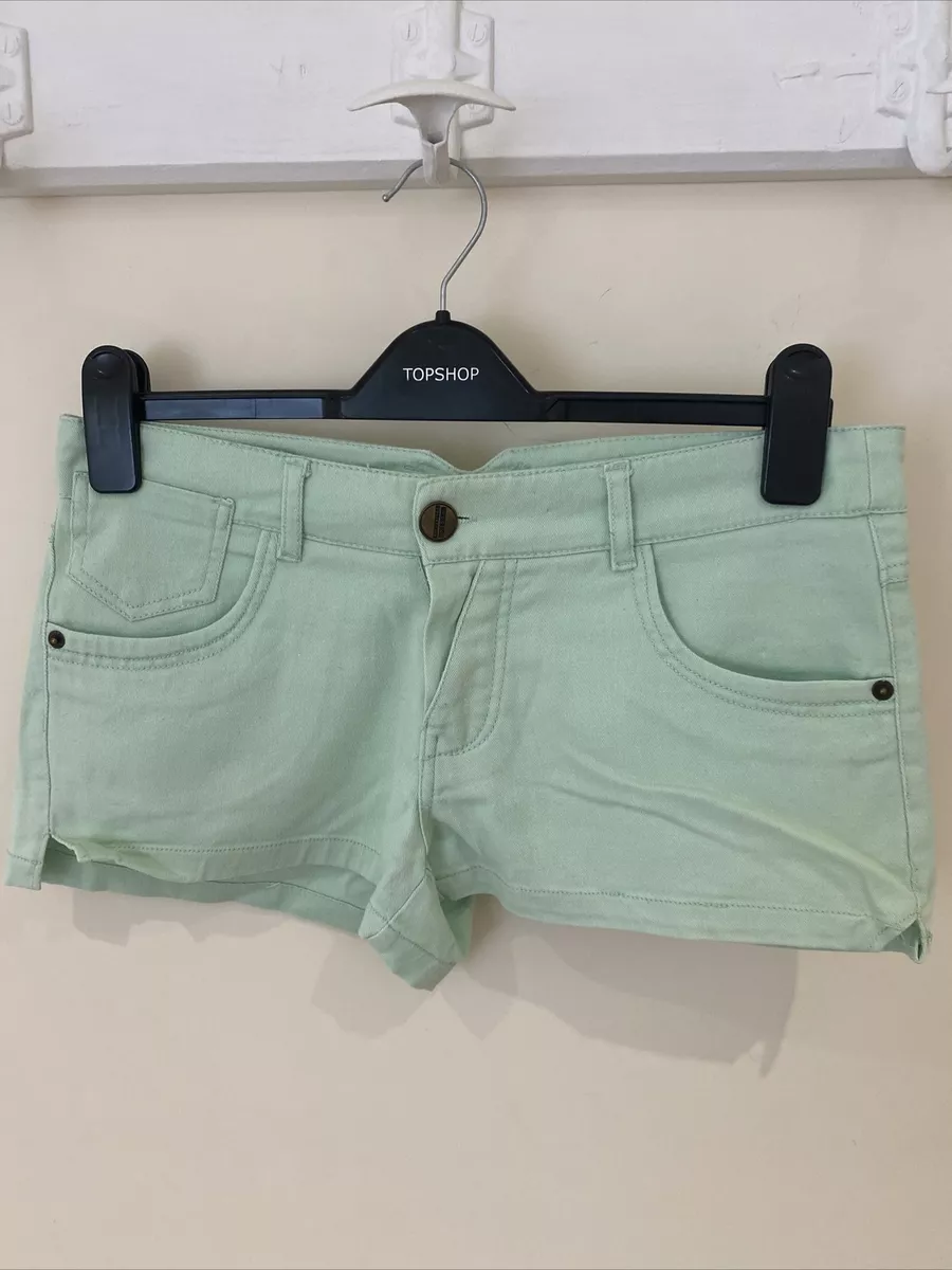 Mint green denim best sale shorts