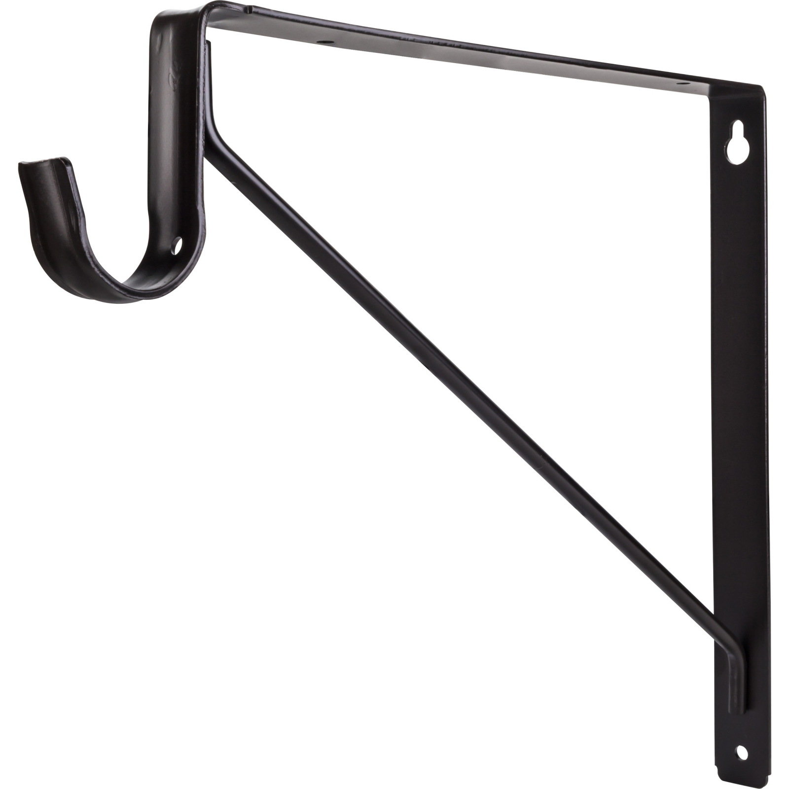 Dark bronze shelf bracket with rod support for 1-5/16 inch round closet rods  