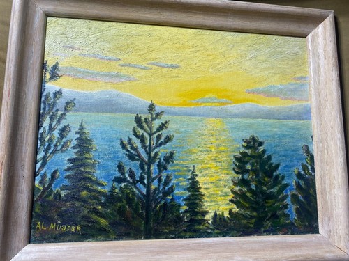 Vintage Al Munter "Sunset At Lake Tahoe, California" Oil Painting -Signed/Framed - Picture 6 of 18