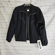 Nwt Kaelin Womens Black Fully Lined Zip Front Rhinestone Long Sleeve Jacket M