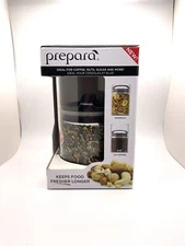 Prepara, Black Gloss handle,Evak Fresh Saver Airless Canister, Glass 24oz/3cups