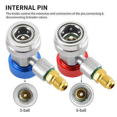 A/C R134A Quick Coupler Adapter Manifold Connector 1/4" SAE HVAC - Foto 9