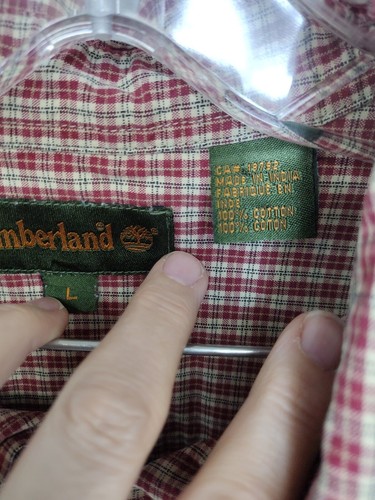 Vintage Timberland Hemd Herren L 50" rot Knopf Langarm kariert kariert Baumwolle - Bild 2 von 4