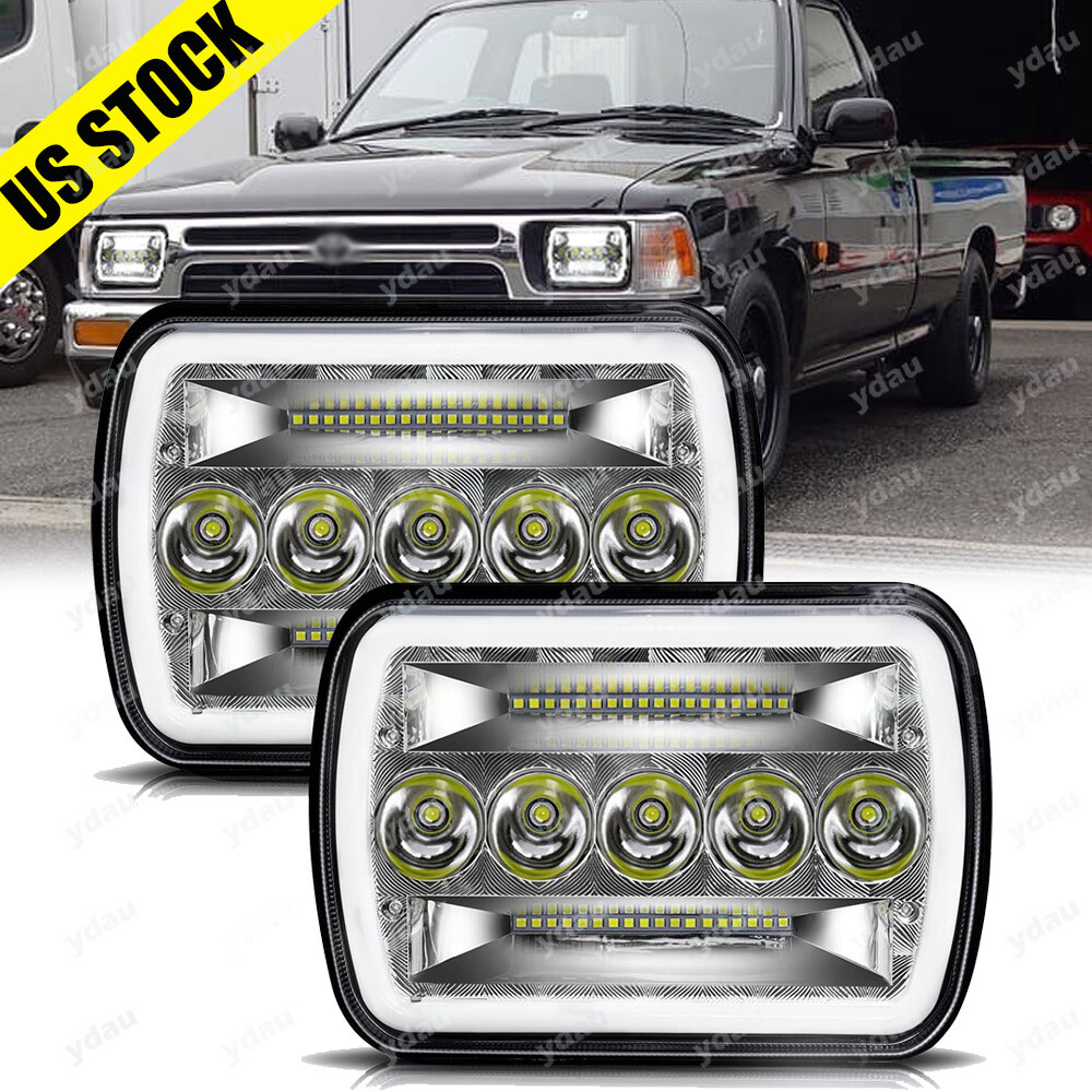 2pcs LED Headlights 5x7'' 7x6'' Hi/Lo DRL Turn Light for Toyota Hilux 1983-2004