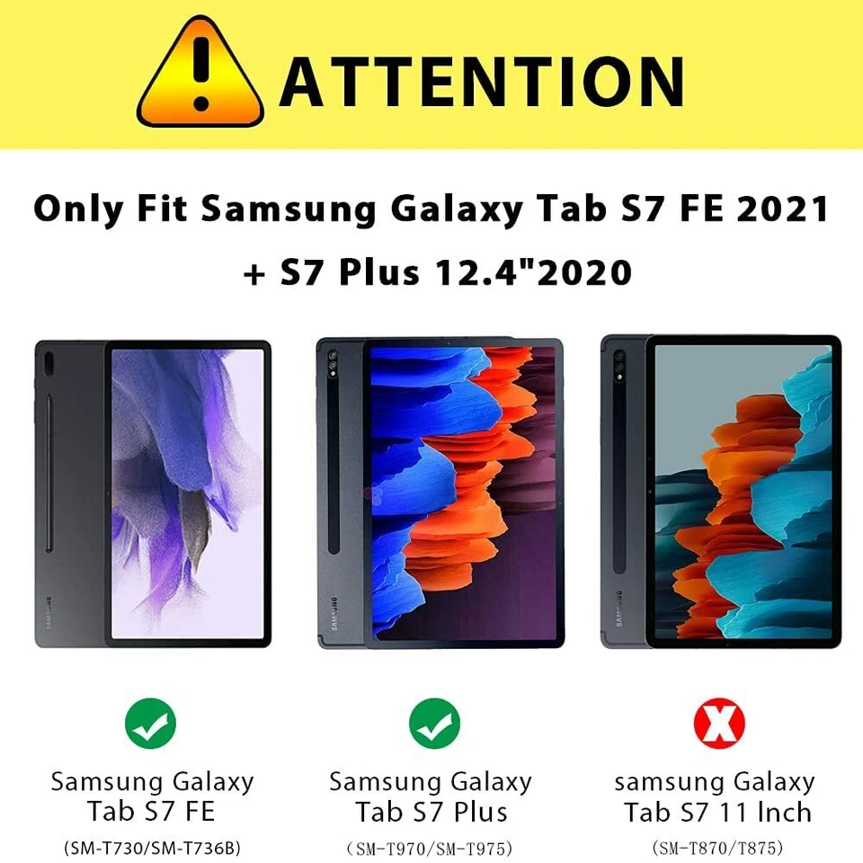 Samsung Galaxy Tab S7 Fe 12.4" Leather Smart Case Stand Cover + Screen Protector - Image 3 of 3