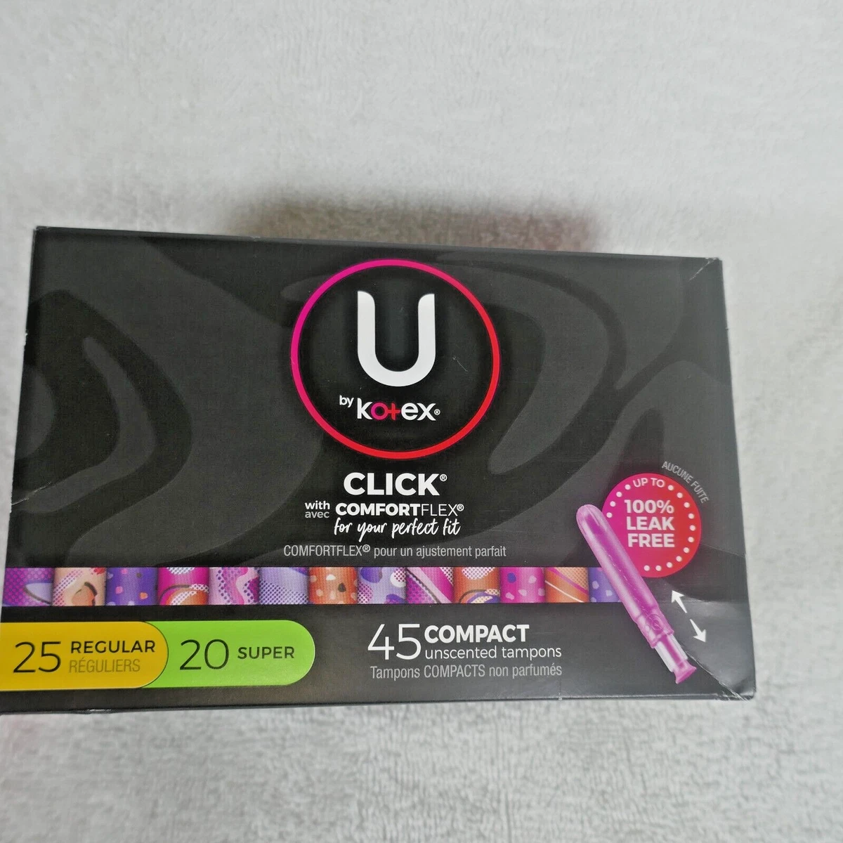 U by Kotex Click Compact Tampons, Regular Absorbency, Unscented, 32