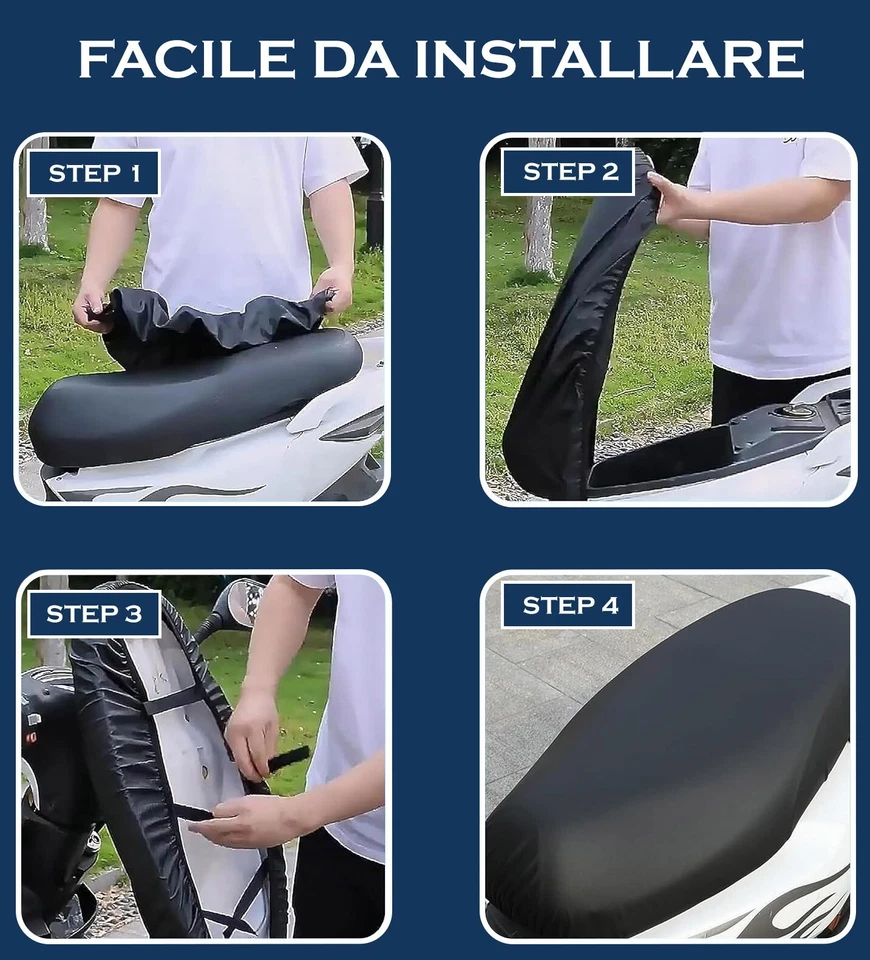 COPRISELLA UNIVERSALE IMPERMEABILE IN ECOPELLE PER MOTO SCOOTER VARIE TAGLIE - Imagen 4 de 4