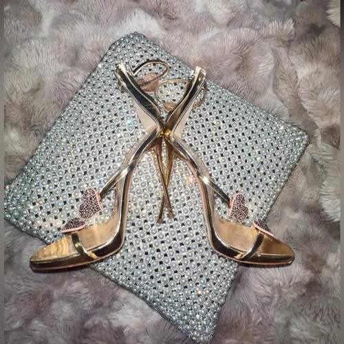 Sandalias Giuseppe Zanotti Oro Rosa Harmony Love Corazones Swarovski, 38.5/8 - Imagen 5 de 9