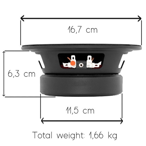 1x DS18 PRO-GM6.4B Mitteltöner 165mm Durchmesser 480 Watt max Türen Türen - Bild 4 von 7