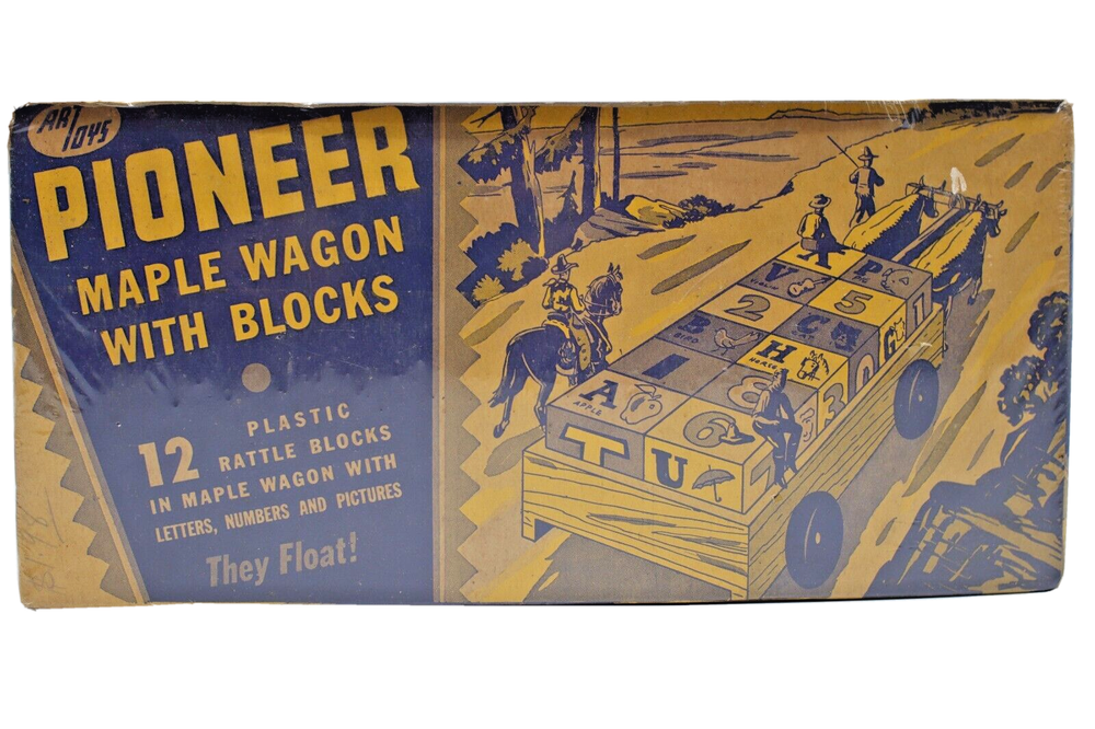Vintage Ideal Novelty & Toy Pioneer wagon with Blocks
