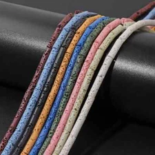 4x13mm Natural Multicolor Cylinder Tube Lava Loose Beads for Jewelry Making 15"
