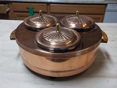 Vintage Electric Chafing Dish Warmer Glass Copper Forman