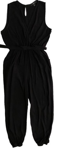 Lulus Take on The Day tuta nera senza maniche jogger crop cintura fiocco donna taglia S - Foto 17 di 21