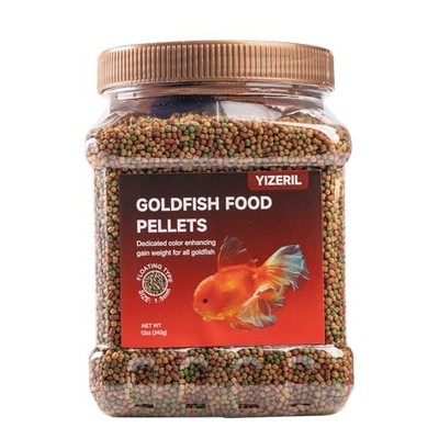 Floating Goldfish Food Pellets - 12oz Pond Fish Food, Natural Color Enhancing
