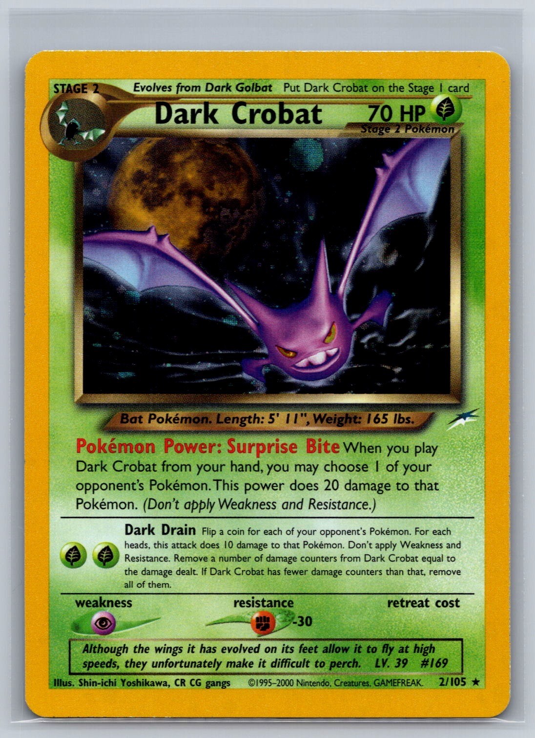 Dark Crobat 2/105 Holo Rare Neo Destiny Pokemon Unlimited Holo Near Mint