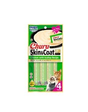 Inaba Cat Churu Puree Skin & Coat Chicken Scallop, 6 Pack - 56g