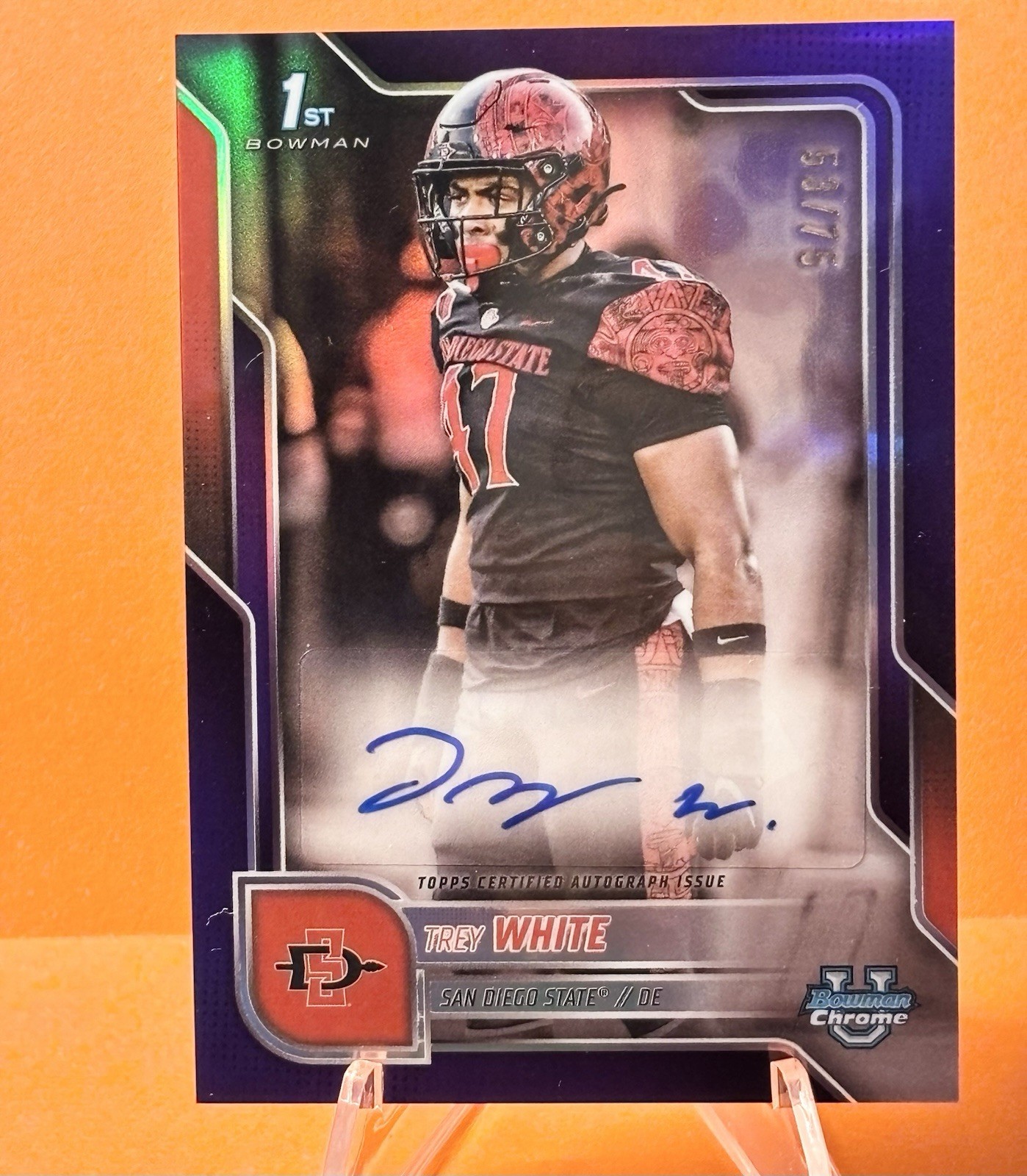 2025 Bowman University Chrome - Chrome Prospect Autographs Trey White /75!
