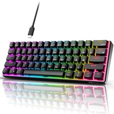 Wired 60 Mechanical Gaming Keyboard RGB Backlit 61 Keys Hot Swappable Brown ...