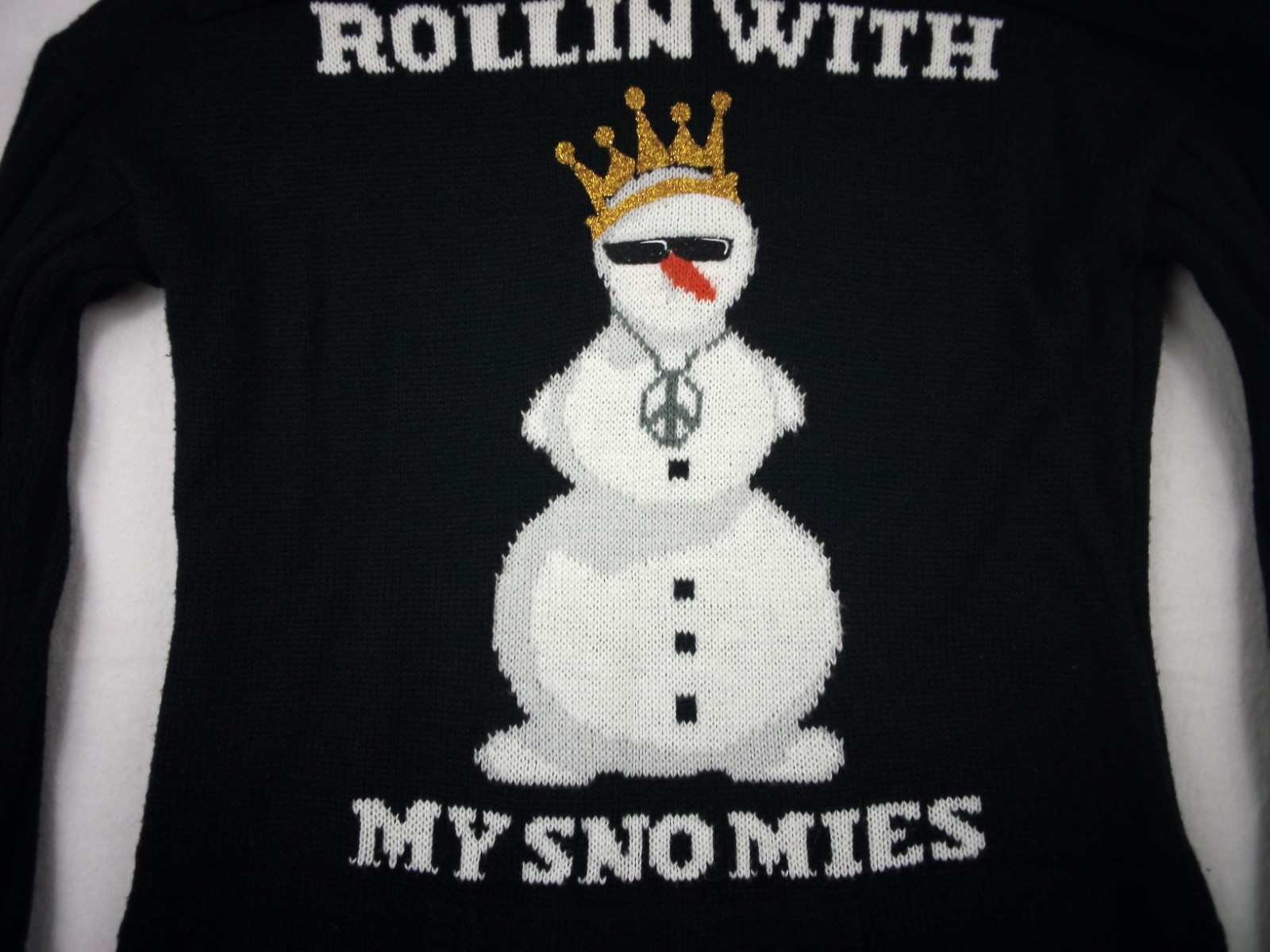 Ultra Flirt Women "Rollin With My Snowmies" Snowman Ugly Sweater Black, Size M