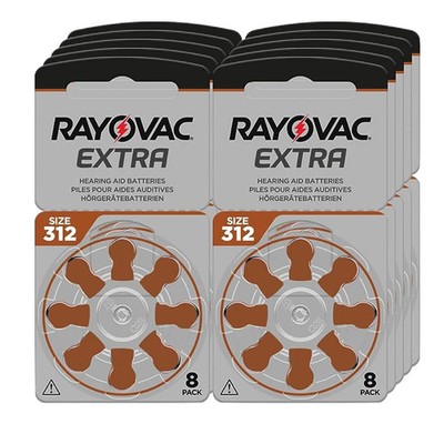 80x Rayovac Extra Advanced Hörgerätebatterien-312 braun-(10x 8er Blister) PR41