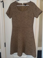 Women’s Ann Taylor dress Size 6 Brown Black Short Sleeve ANIMAL PRINT