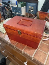 Vintage 1970's Wil-Hold Wilson Red See Thru Sewing Box w/ 2 Trays 9 X 9 X 14