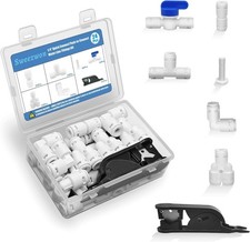 1/4" Quick Connect Push-to-Connect Water Line Fittings Kit for RO/DI Water Fi...