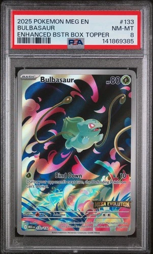 2025 POKEMON MEG EN-MEGA EVOLUTION ENHANCED BOOSTER BOX TOPPER BULBASAUR PSA 8
