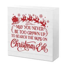 Santa Claus Elk Decor - Christmas Eve Sign & Office Desk Decor - 5 x 5 Inches