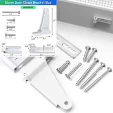Reinforced Storm Door Closer Bracket, Security Shock White, White 