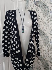 BNWT Lipsy Cardigan Navy With White Hearts Size 10 Warm