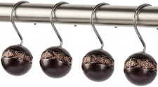 Dublin Brown Shower Curtain Hooks Decorative - Set of 12 Shower Hooks for Shower