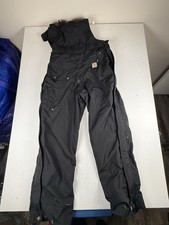 Men  s Carhartt Storm Defender Bib Overalls Black 100735-001 Small Short Flaws 
