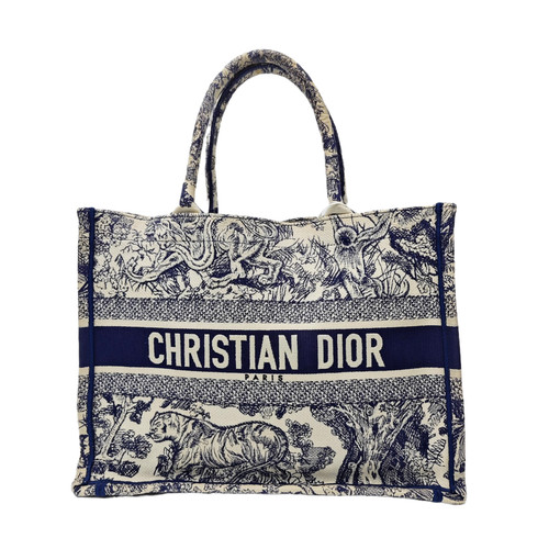 【Authentic】 DIOR Book Tote Blue Cloth Handbags (DDP)