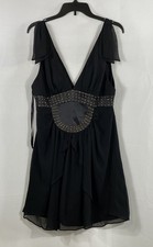 BCBGeneration Women's Black Studded Waist Halter Cocktail Dress Sz 12 NWT