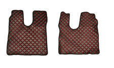 Black+Red Driver+Passenger Eco Leather Floor Mats for MAN TGS 2021+ Tipper model