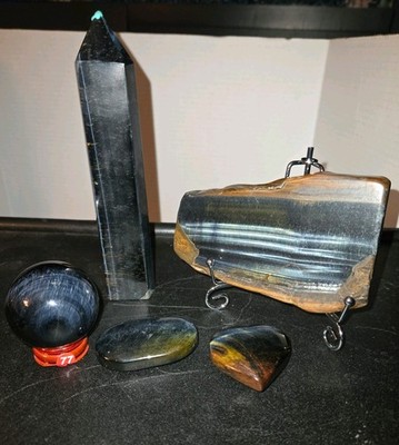 ULTIMATE Set of (5) Hand selected High quality Blue Tiger Eye Collection R77