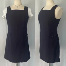 Vtg Y2K American Eagle Mini Dress Size 4 XS Purple Pinafore Preppy Academia Twee