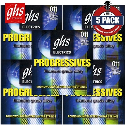 5-PACK GHS PRM Progressives Filament Grade Alloy Electric Guitar Strings 11-50