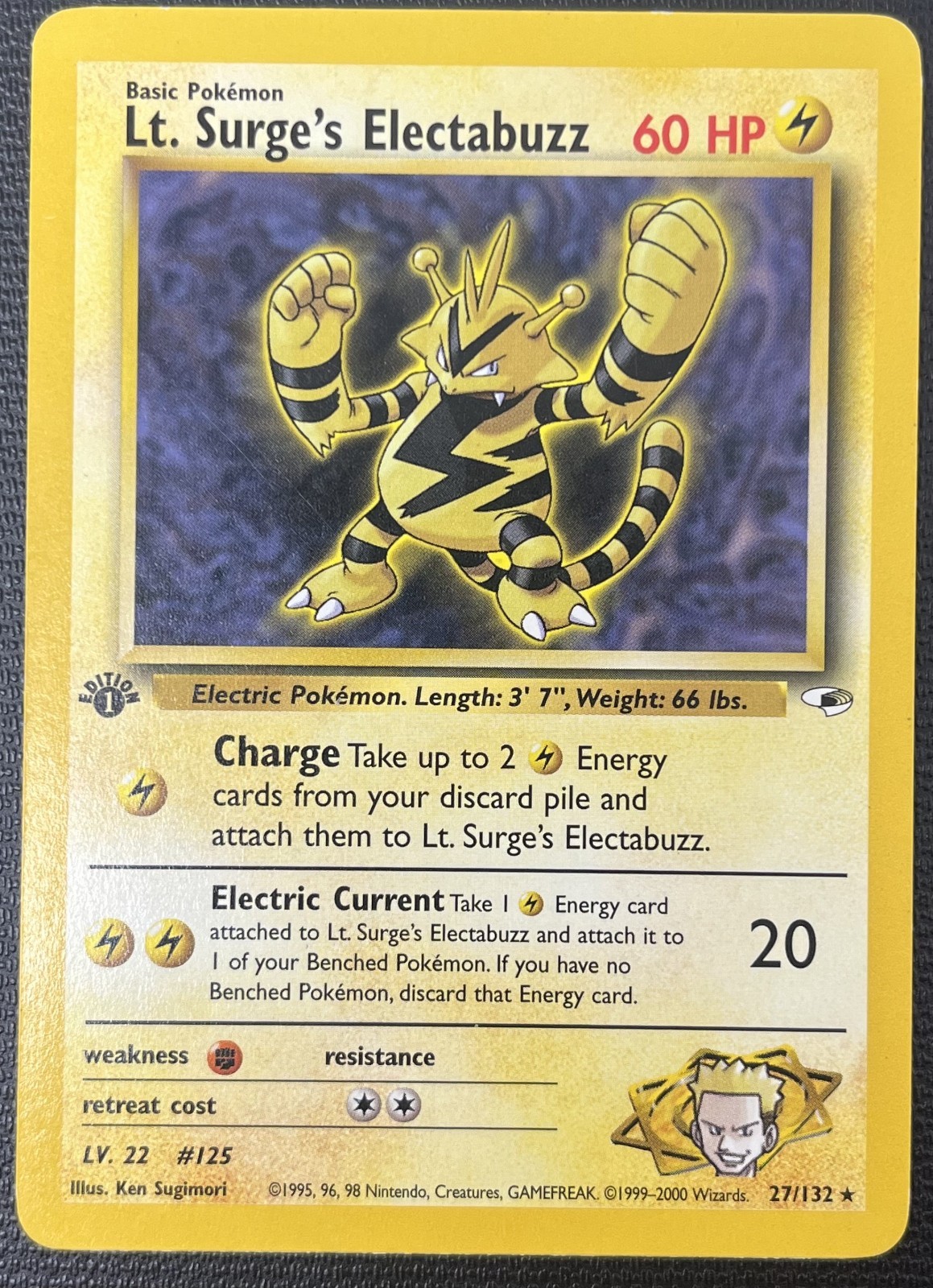 Lt. Surge's Electabuzz 27/132 1st Edition Gym Challenge Pokemon Card LP