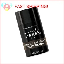 Toppik Hair Building Fibers, Dark Brown, 12g Fill In Fine or Thinning Hair, Inst
