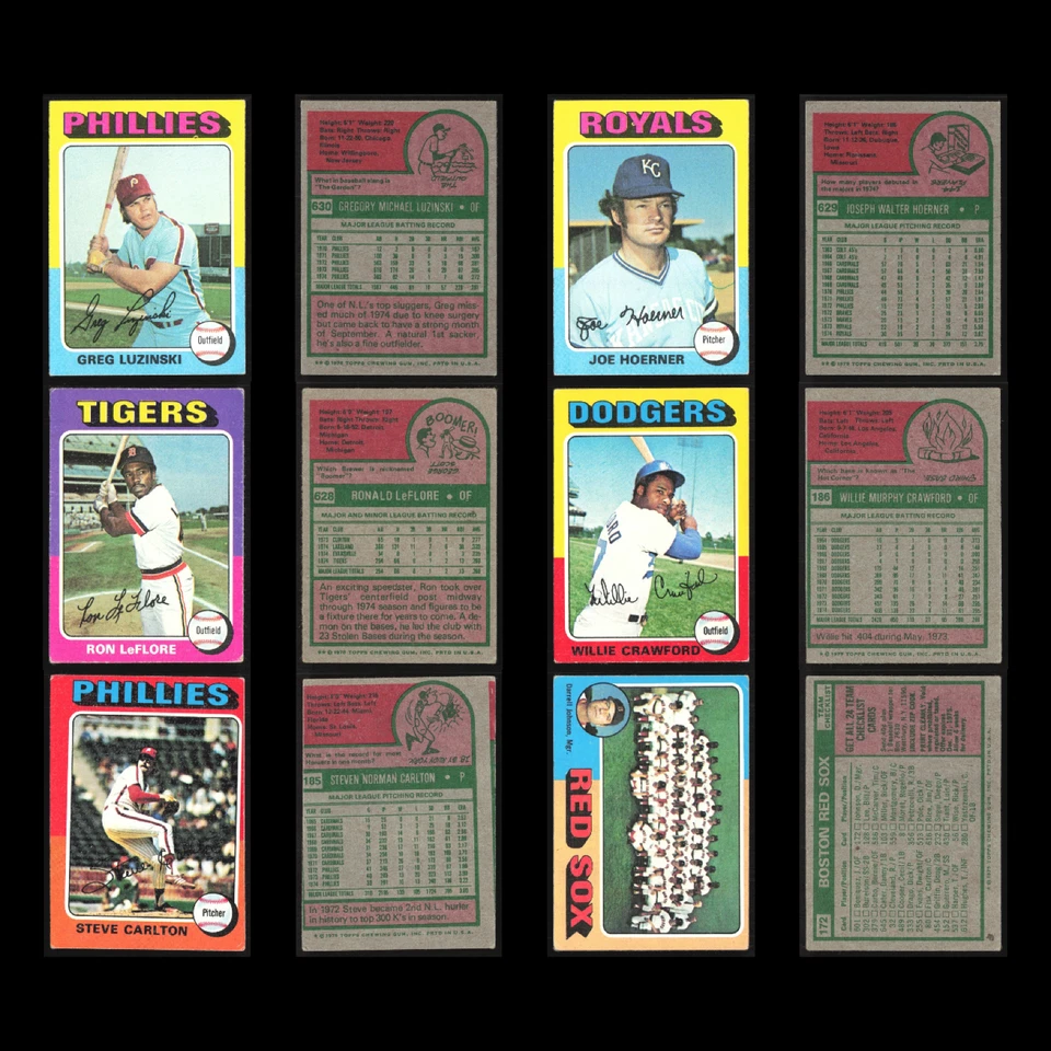 Lote de 50 tarjetas de béisbol vintage Topps 1975 en muy buen estado conjunto MLB colección de distribuidor a granel Foto 4 de 4