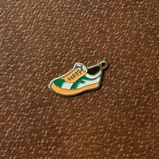 Silvertone Green, Peach, and White Classic Style Tennis Shoe Sneaker Charm 1''