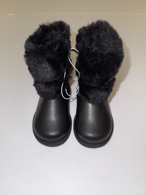 Rachel Shoes Girls Winter Boots Size 6 Black Faux Fur Zip Ankle Boots NEW