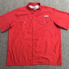Habit Men's Red UPF 40 Performance Fishing Shirt XL Short Sleeve Button Up