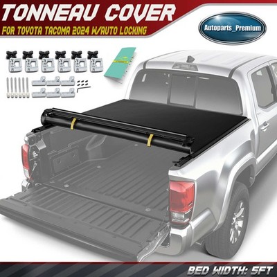 5 FT Soft Roll-up Truck Bed Tonneau Cover for Toyota Tacoma 2024 w/Auto Locking