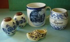 Delft Mug w Horse & Cart Salt & Pepper Jar Clog Hand Decorated Made in Holland — photo 1