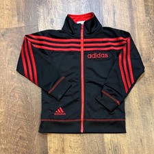 Adidas Kids Track Jacket Black with Red Stripes size 5