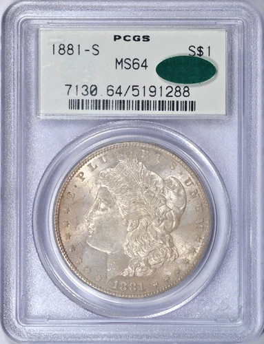 1881-S MORGAN SILVER DOLLAR PCGS MS64 CAC OGH