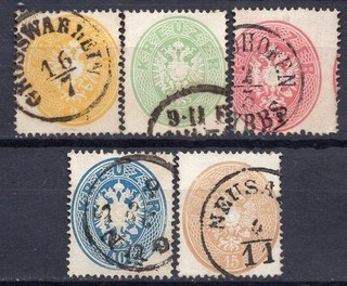 Alt Österreich 1863 Ank.24 28 Satz schön gestempelt ! Ank. 380.